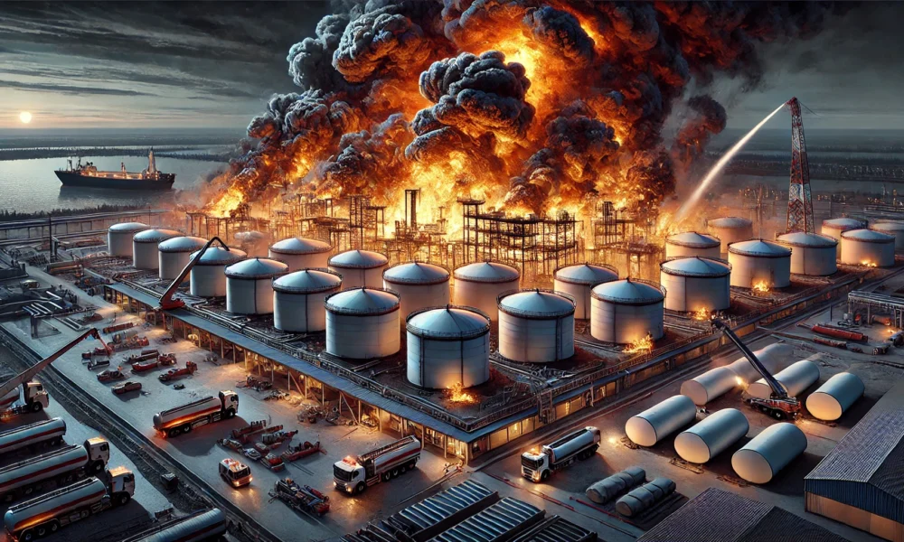 Massive Fire Erupts at Russian Oil Facility; Cause Remains a Mystery