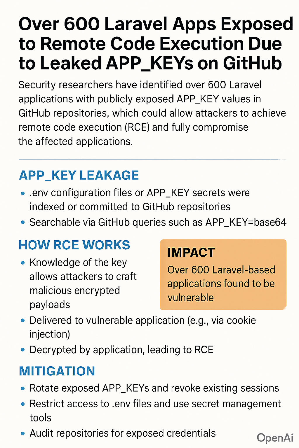 Laravel APP_KEY Leak Exposes 600+ Apps to Remote Code Execution