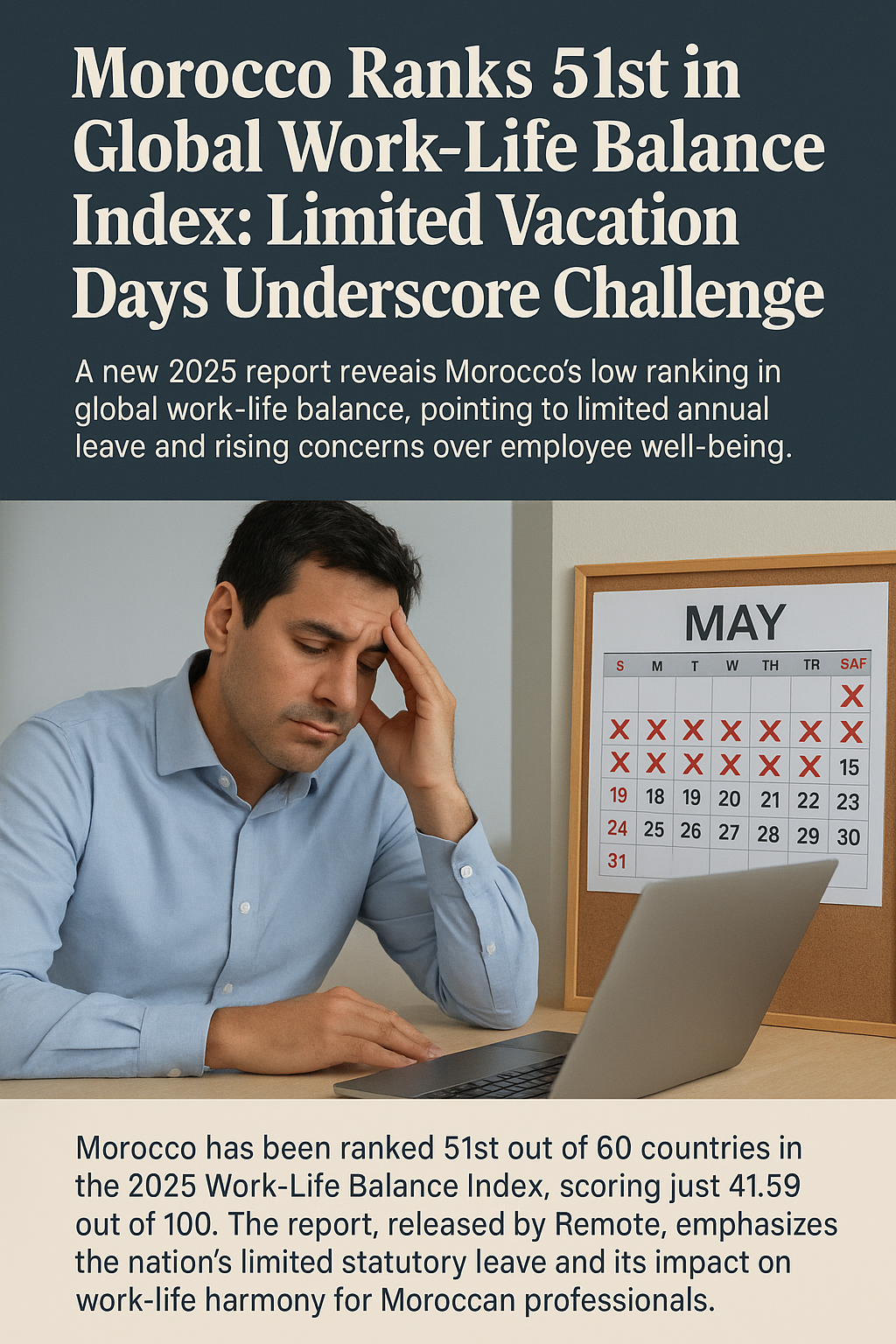 Morocco’s Limited Annual Leave Drives Poor 2025 Work-Life Balance Ranking
