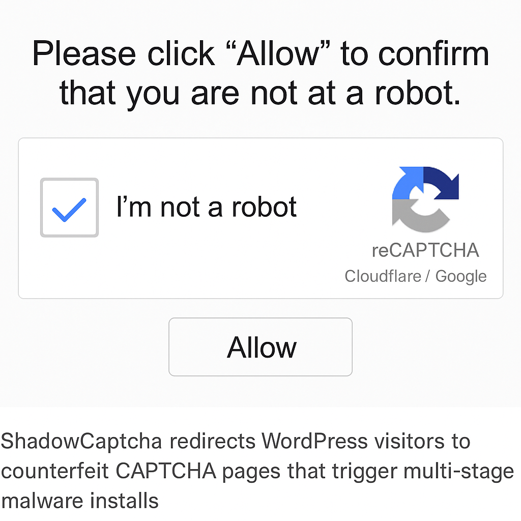 Over 100 WordPress Sites Compromised in ShadowCaptcha Malware Surge